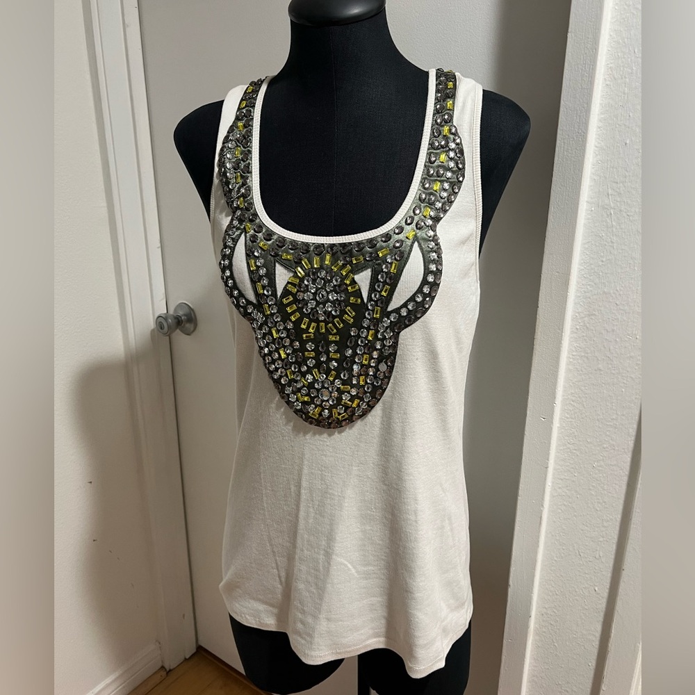 Summer tank top. White with rhinestones. Brand new, never been worn.